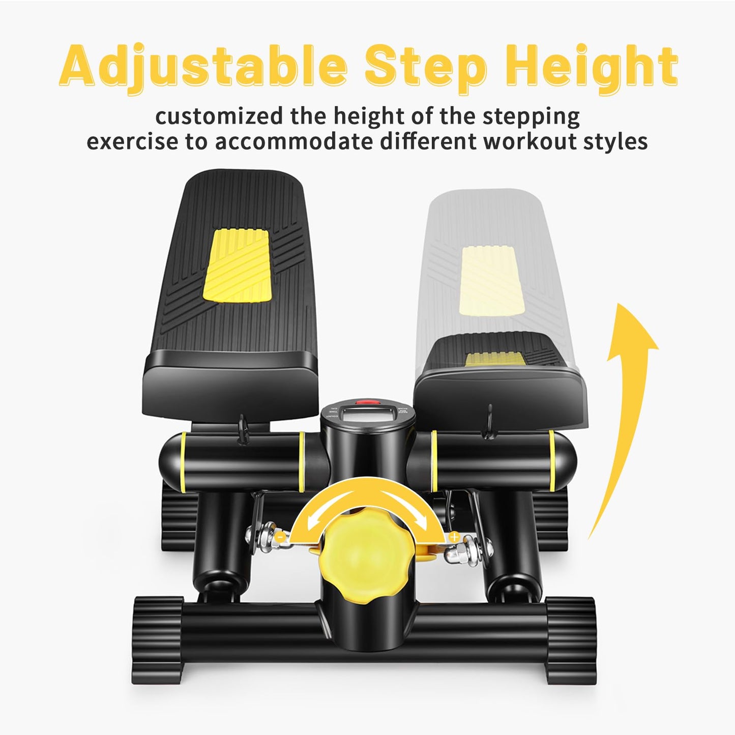 Mini Steppers for Exercise at Home, Stair Steppers Machine with 330LBS Weight Limit Dual Hydraulic Stepper, Portable Home Exercise Equipment with Real-Time Data Monitor, Resistance Bands
